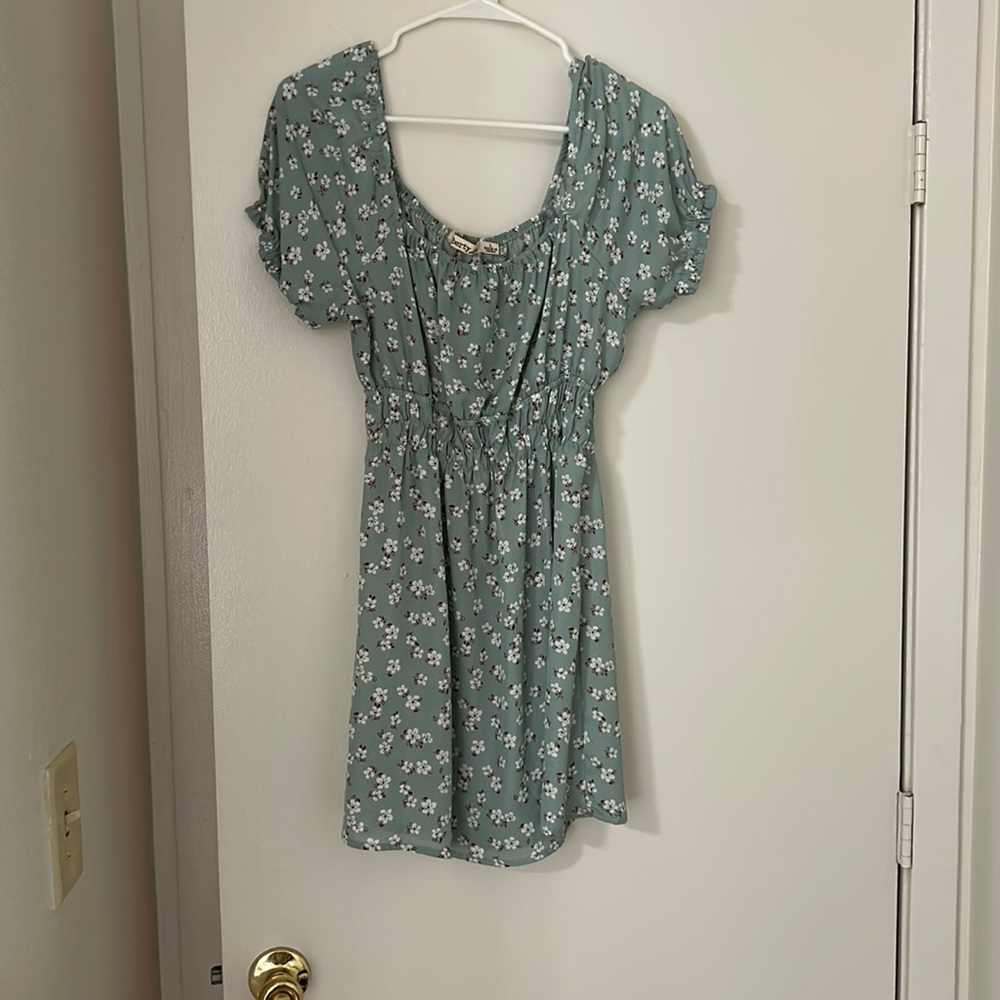 liberty love floral turquoise mini dress